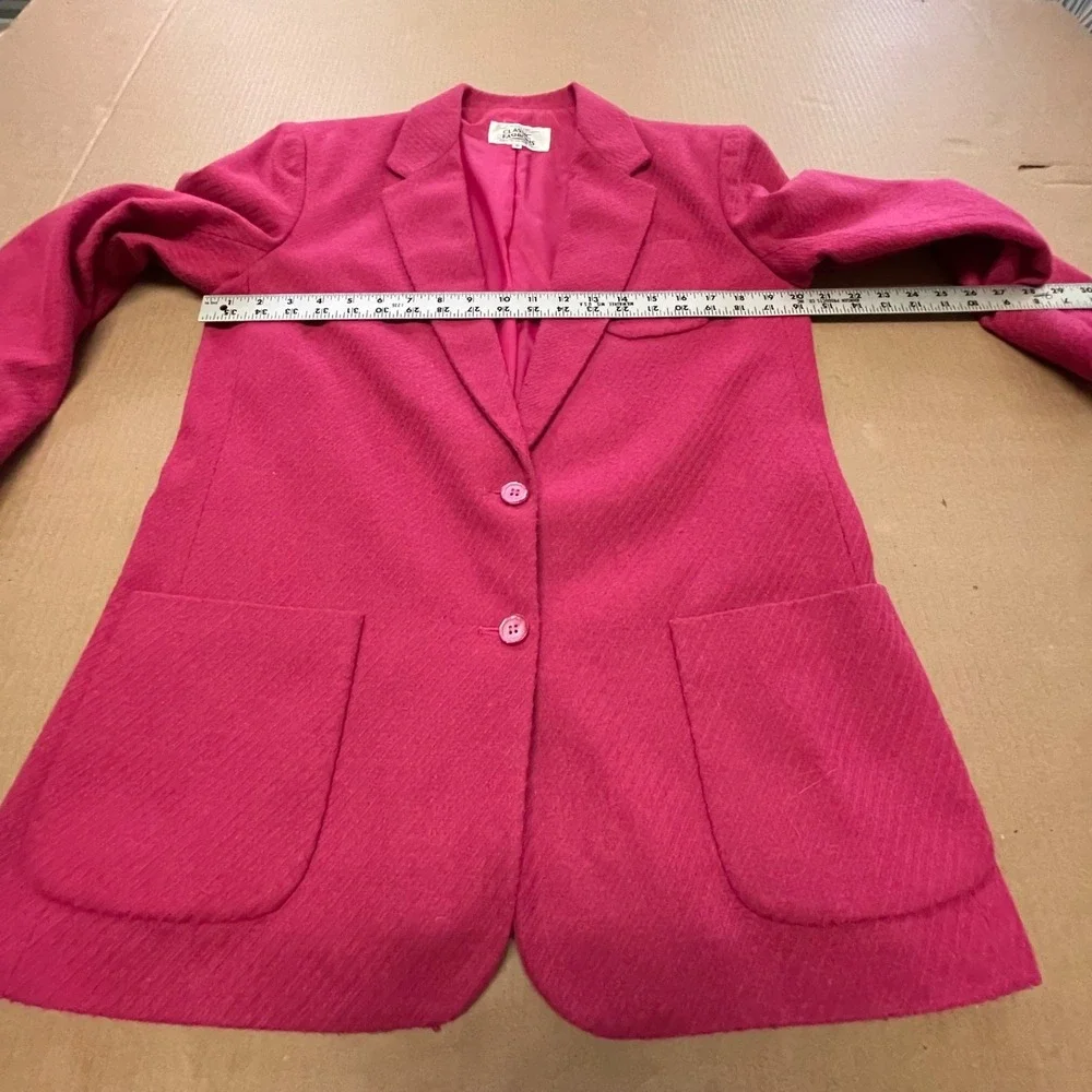 Vintage Women's Size‎ 10 Wool Blend Textured Hot Pink Blazer Jacket Pockets